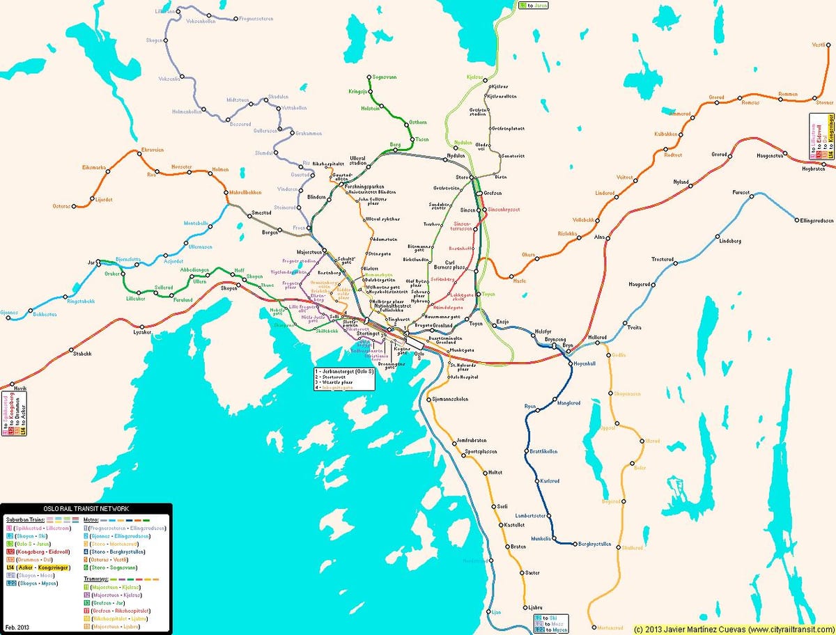 মানচিত্র, নরওয়ে মেট্রো