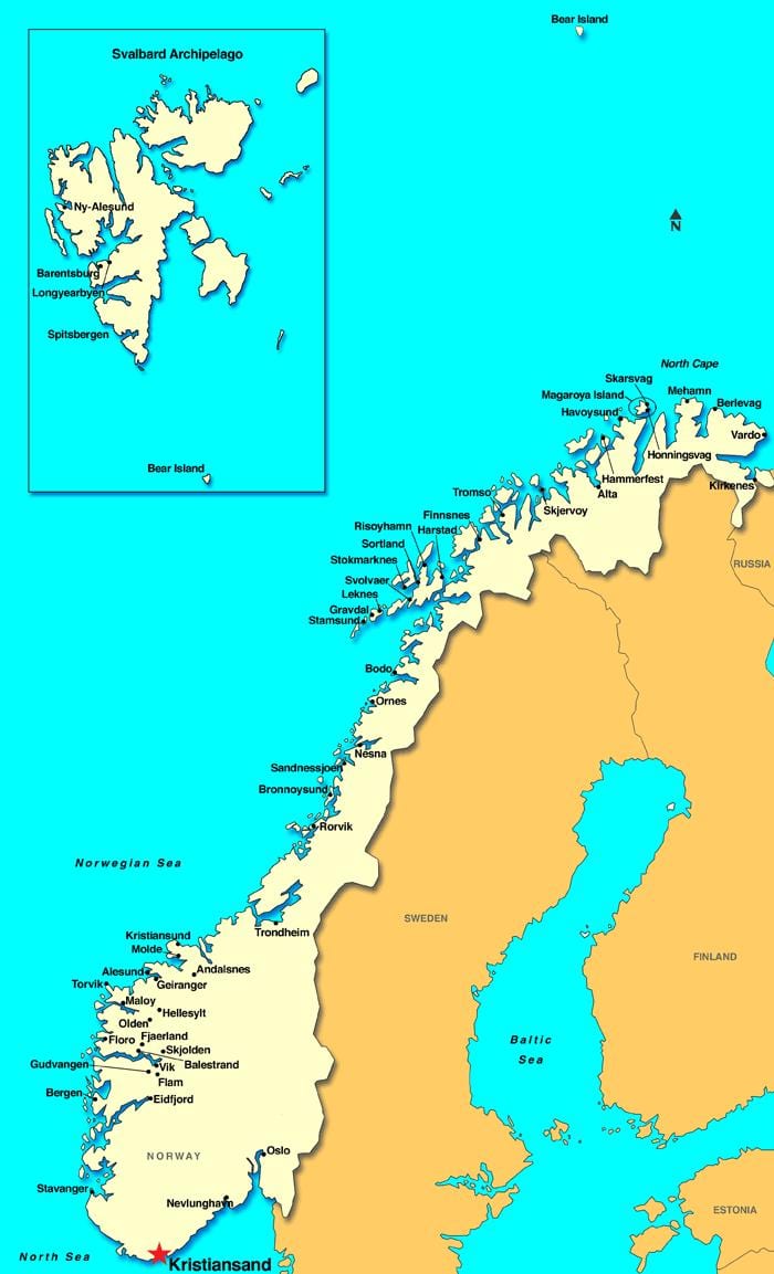 মানচিত্র, kristiansand, নরওয়ে