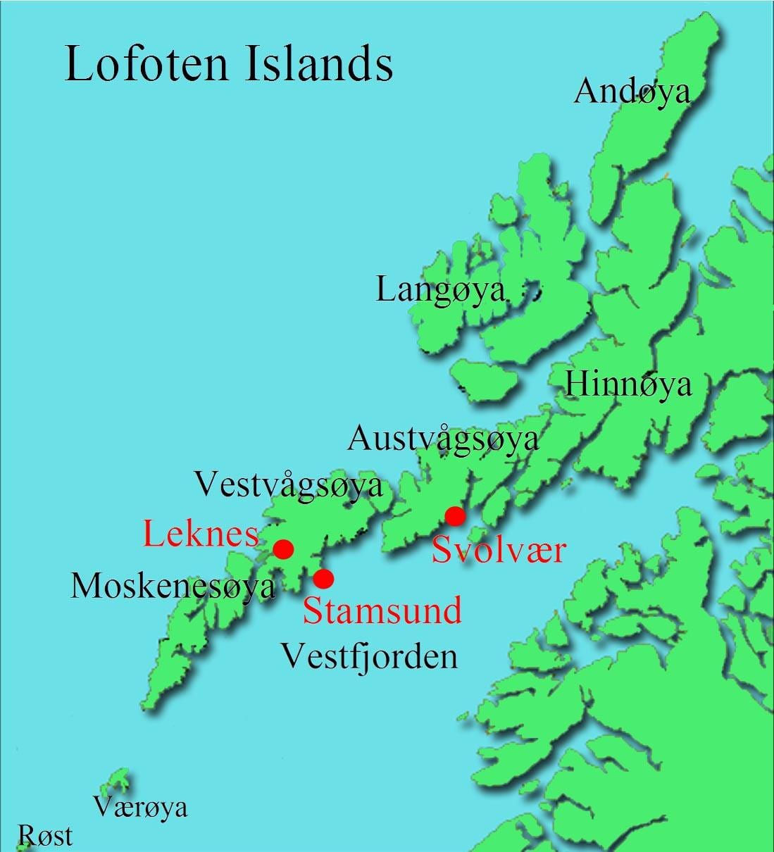 lofoten দ্বীপপুঞ্জ নরওয়ে মানচিত্র